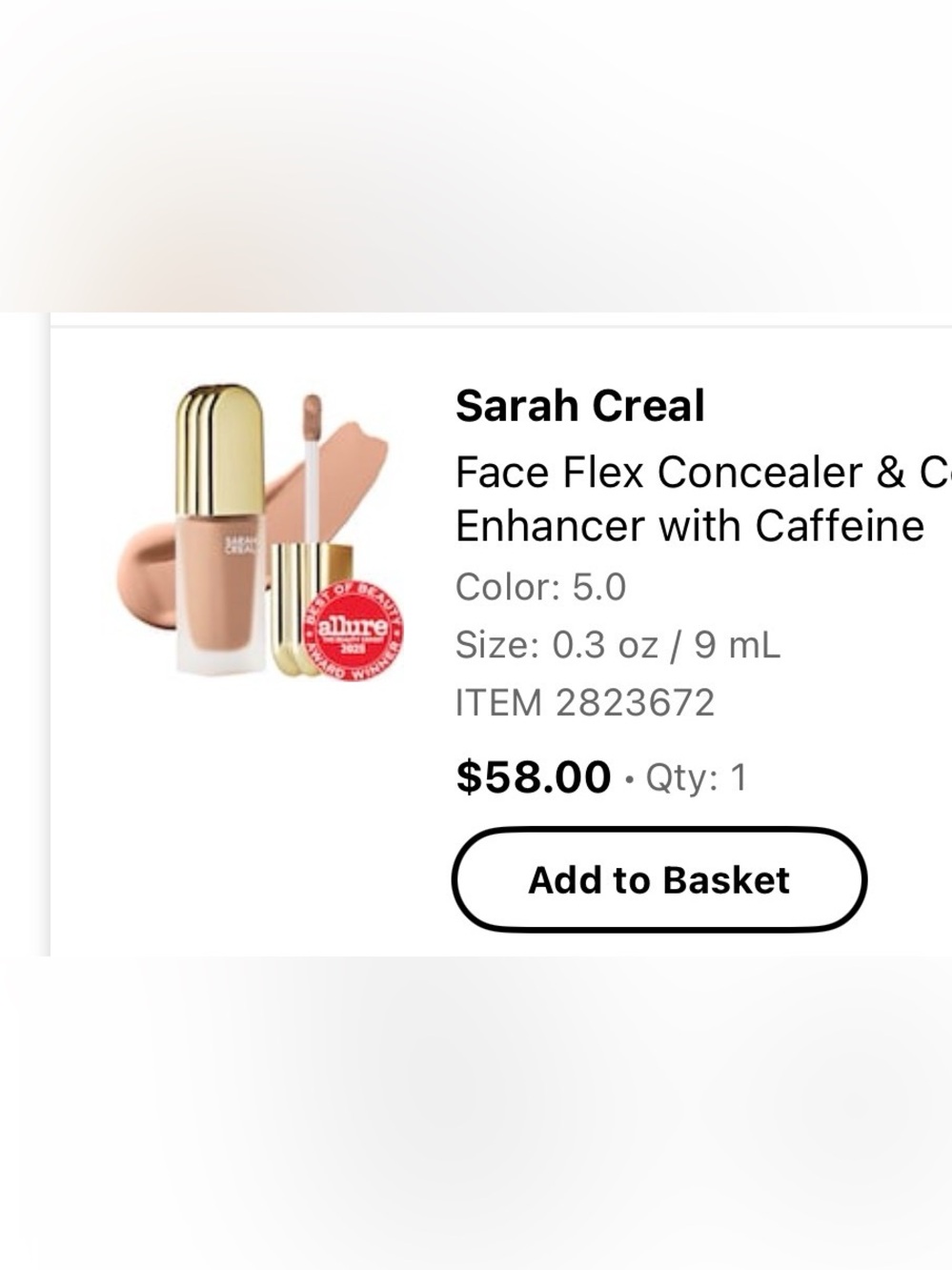 Sarah Creal Face Flex Concealer & Complexion Enhancer - 5.0 Nude- used twice